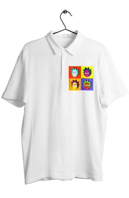 Men's polo with prints Rick and Morty. Adventures, black humor, cartoon, pop art, rick, rick and morty, sci-fi, tragicomedy. 2070702