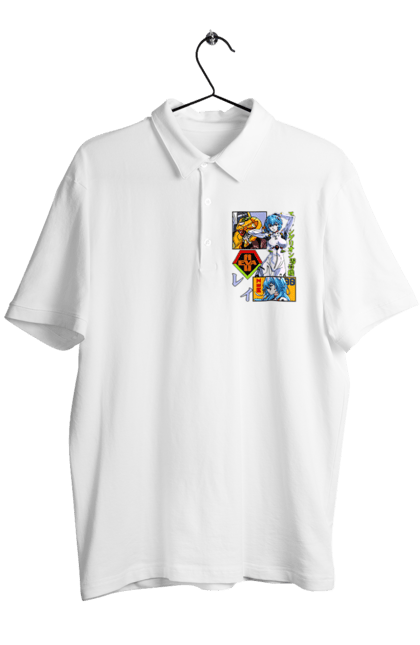 Men's polo with prints Evangelion Rei. Anime, evangelion, eve, kaoru, manga, rei ayanami, shinji. 2070702