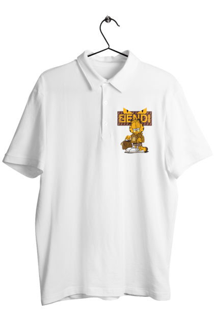 Men's polo with prints Fendi Garfield. Bag, brand, clothes, fashion, fashion house, fendi, garfield, italy, luxury, lvmh. 2070702