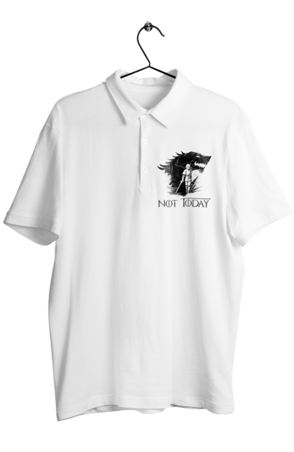 Men's polo with prints Game of Thrones Arya. Arya, game, got, not today, stark, starks, thrones, tv show, wolf, wolves. 2070702