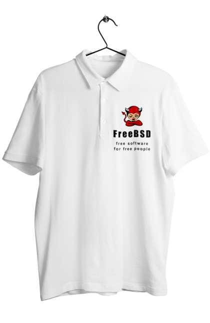 Поло чоловіче з принтом "Freebsd Для Вільних". Bsd, freebsd, unix, адміністратор, айті, айтішник, безкоштовна, безкоштовно, бестія, вільна, демон, демонесса, доступність, незалежність, операційна система, ос, програміст, програмне забезпечення, свобода, сисадмін, система, системний адміністратор, софт, текст, червоний, чорний. 2070702
