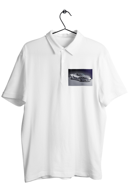 Men`s polo with prints Auto.2. Auto, color image, compartment, photo, sports car. 2070702