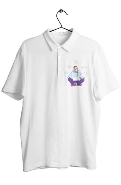 Поло чоловіче з принтом "Я програміст". Angular, c, css, html, it, javascript, jquery, php, python, react, svelt, vue, айтишник, айті, гумор, код, кодувати, прогер, програміст, програмісти, ти ж, ти ж програміст, тиж програміст. 2070702