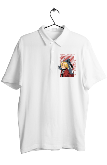 Men's polo with prints Fullmetal Alchemist. Adventures, alphonse elric, anime, edward elric, fullmetal alchemist, light novel, manga, steampunk. 2070702