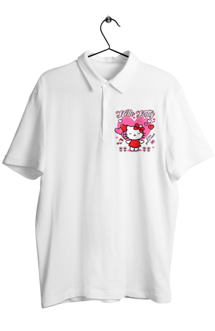 Men's polo with prints Hello Kitty. Brand, cat, character, hello kitty, kitten. 2070702