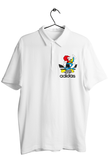 Поло чоловіче з принтом "Adidas Вуді Вудпекер". Adidas, woody woodpecker, адідас, вуді, вуді вудпекер, дятел вуді, мультсеріал. 2070702