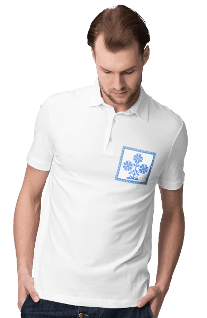 Желто голубая вышивка цветы