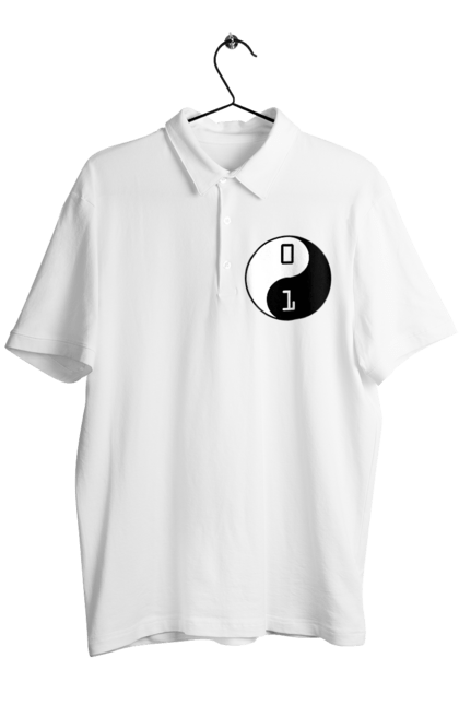 Поло чоловіче з принтом "Інь Янь". Angular, c, css, html, it, javascript, jquery, php, python, react, svelt, vue, айтишник, айті, гумор, код, кодувати, прогер, програміст, програмісти, ти ж, ти ж програміст, тиж програміст. 2070702