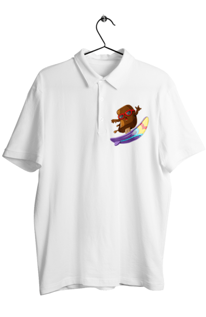 Поло чоловіче з принтом "Мороженко На Серфі". Літо, морозиво, окуляри, серфінг. 2070702