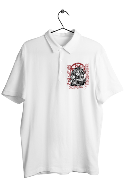 Men's polo with prints Fullmetal Alchemist Edward Elric. Adventures, anime, comedy, edward, edward elric, elric, fullmetal alchemist, manga, steampunk. 2070702