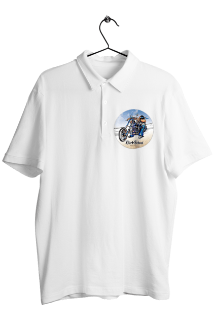Men`s polo with prints Old school. Auto moto, motorcycle, music band, old hardening, performers, rock band. 2070702