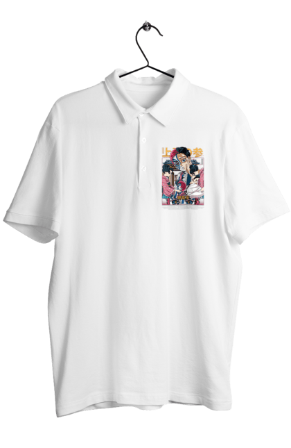 Men's polo with prints Demon Slayer Akaza. Akaza, anime, demon slayer, kimetsu no yaiba, manga, nezuko, serial. 2070702