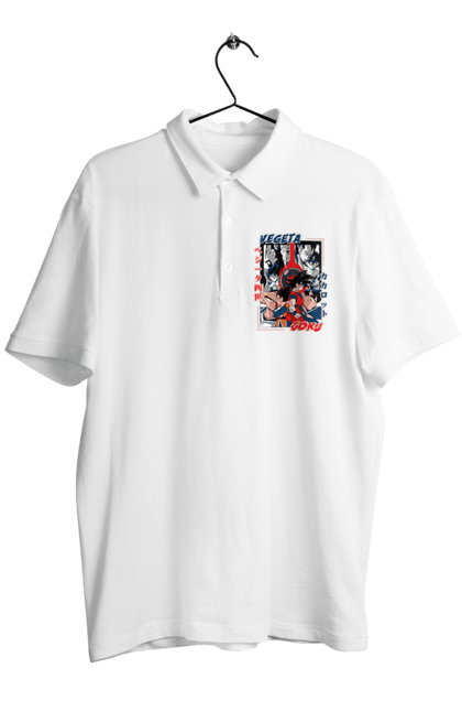 Men's polo with prints Dragon Ball. Anime, dragon ball, goku, manga, tv series, vegeta. 2070702