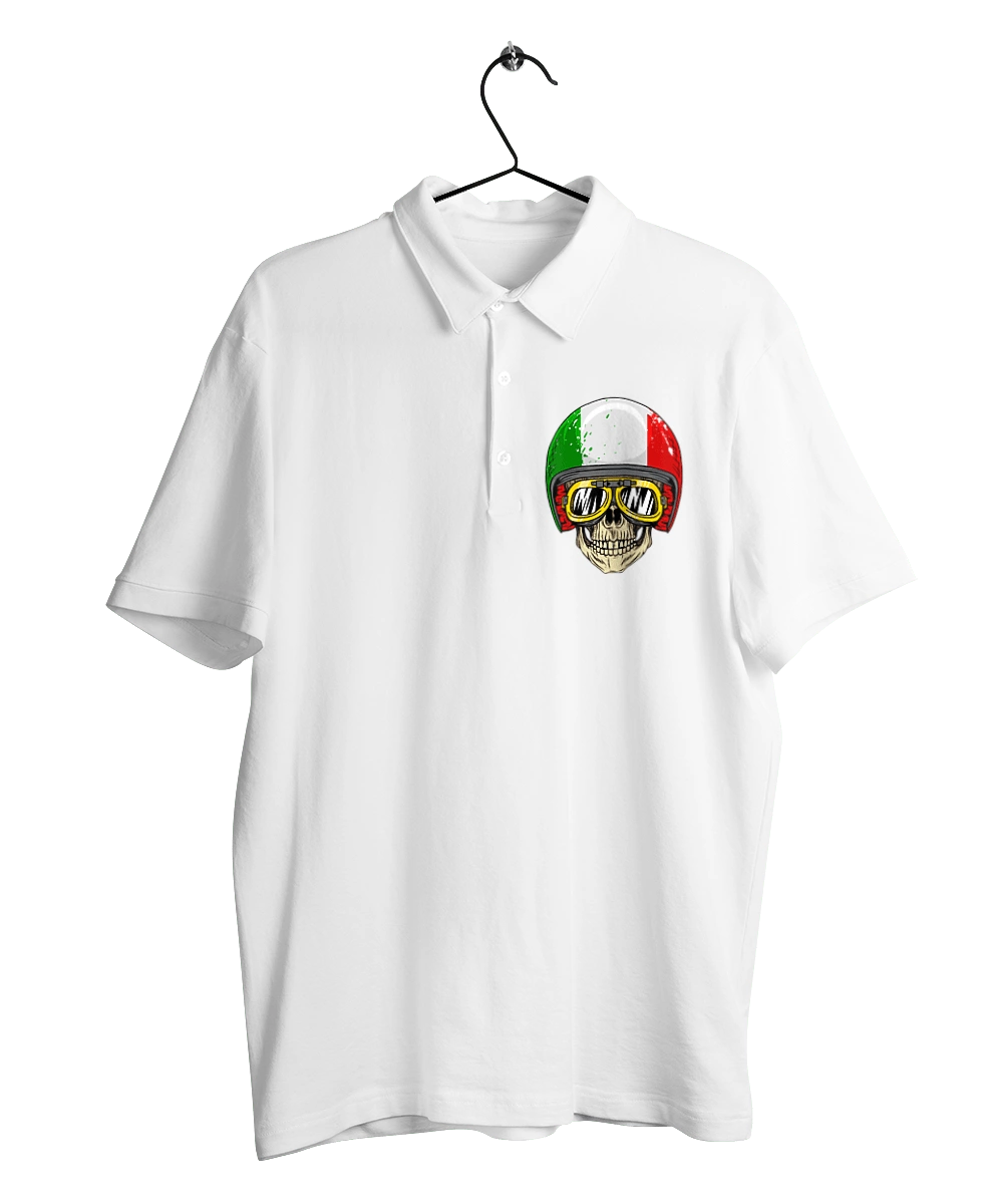 Skull in a motorcycle helmet