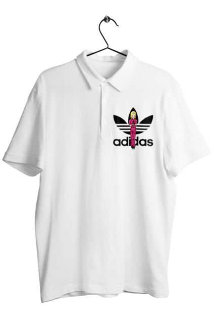 Поло мужское с принтом Adidas Андроид 18. Adidas, android 18, dragon ball, адидас, андроид 18, аниме, жемчуг дракона, киборг, манга, сериал. 2070702