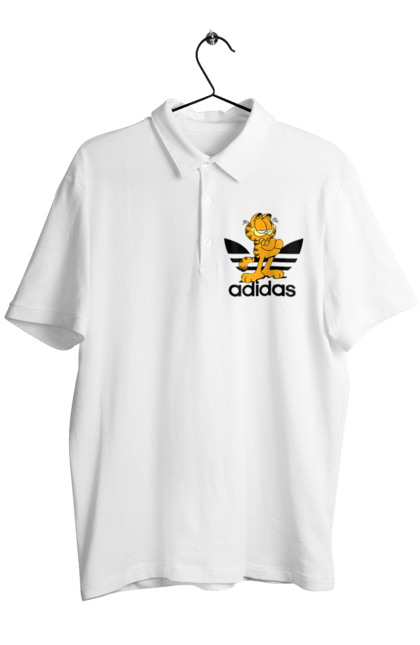 Men's polo with prints Adidas Garfield. Adidas, cat, comedy, garfield, hunger, movie. 2070702