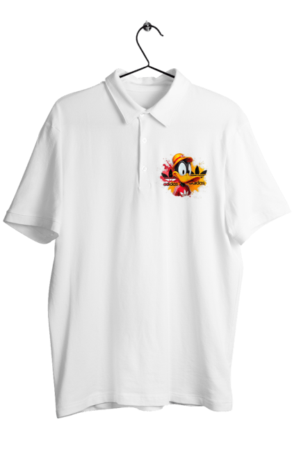 Men's polo with prints Daffy Duck Adidas. Adidas, cartoon, character, daffy duck, duck, looney tunes, merrie melodies, warner brothers. 2070702