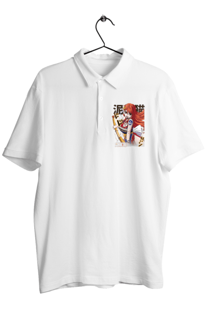 Men's polo with prints One Piece Nami. Anime, cat burglar, manga, nami, one piece, straw hat pirates. 2070702