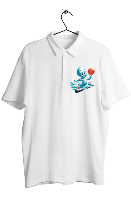 Men's polo with prints Casper. Ball, basketball, casper, ghost, movie, sneakers, sport. 2070702