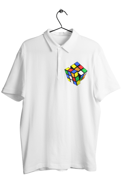 Поло чоловіче з принтом "Кубик Рубика". Головоломка, гра, дозвілля, іграшка, кубик, кубик рубика, різнокольоровий, розвага, рубик, рубика, яскравий. KRUTO.  Магазин популярних футболок