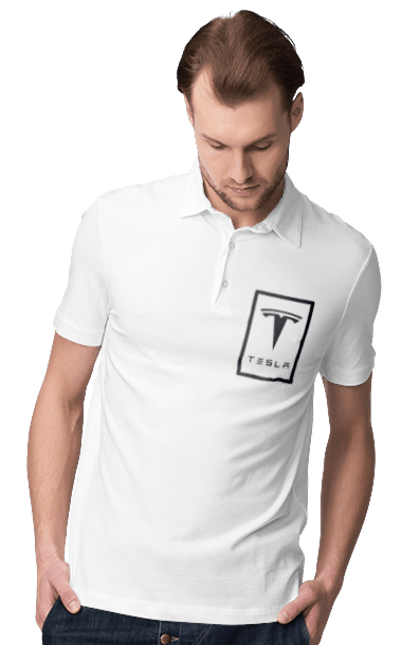 Men`s polo with prints Tesla. Tesla. 2070702