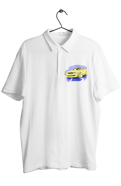 Men`s polo with prints Ukrainian sports car. Machine, machine art, power, speed, sports car, ukrainian car. 2070702