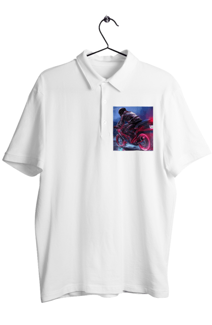 Поло чоловіче з принтом "Мотоцикл". Motolove, мотолов, мотоцикл, опві, україна. 2070702