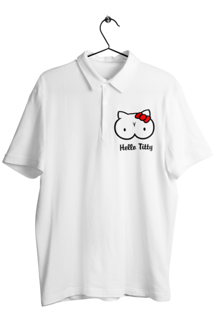 Men`s polo with prints Hello kitty. Beauty, hello, hello kitty, kitty, matured. 2070702