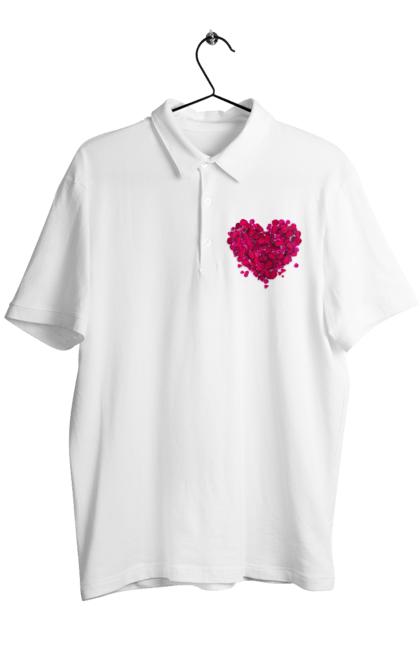 Men`s polo with prints Heart From Rose Petals. Petals, rose flower. 2070702