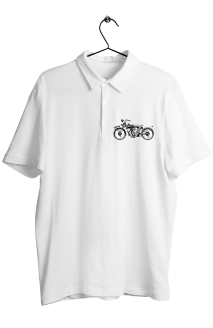 Поло чоловіче з принтом "Мотоцикл Ретро". Мото, мотоцикл, ретро. 2070702