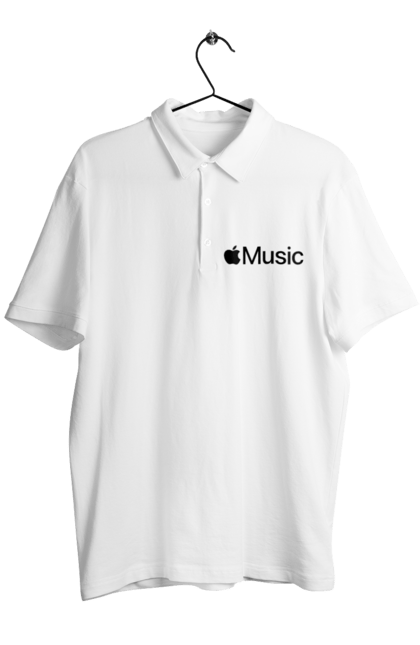 Поло чоловіче з принтом "APPLE MUSIC". Apple, apple music, music, айфон, яблуко. futbolka.stylus.ua