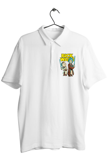 Men's polo with prints Rick and Morty. Adventures, black humor, cartoon, rick, rick and morty, sci-fi, star wars, tragicomedy. 2070702