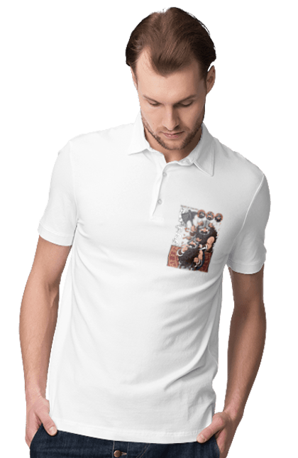 Men's polo with prints Danjon Meshi Senshi. Anime, danjon meshi, dungeon, dwarf, manga, senshi. 2070702