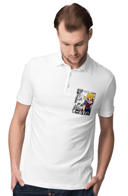 Men`s polo with prints My hero academy All Might. All might, anime, manga, mga, my hero academy, one for all, yagi toshinori. 2070702