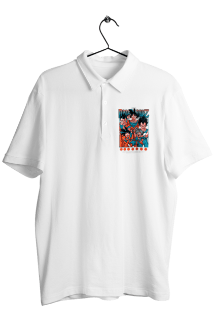 Men's polo with prints Dragon Ball. Anime, dragon ball, goku, manga, tv series, vegeta. 2070702