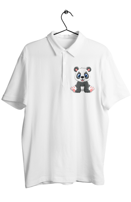 Поло чоловіче з принтом "Веселий Панда". Ведмідь, веселий панда, дитячі, панда, тварини. CustomPrint.market