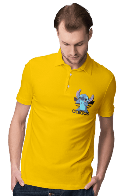 Men's polo with prints Adidas Stich. Alien, cartoon, cinema, disney, film, lilo and stitch, stitch. 2070702