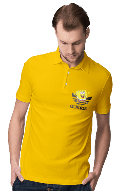 Men's polo with prints Adidas SpongeBob. Adidas, animated series, cartoon, spongebob, spongebob squarepants, sport. 2070702