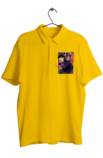 Men's polo with prints Demon Slayer Genya Shinazugawa. Anime, demon slayer, genya, genya shinazugawa, kimetsu no yaiba, manga, аниме, истребитель демонов, манга. 2070702