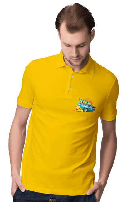 Men`s polo with prints Auto. Auto, drift, into the fire, money, speed, sport, sports cars, streets. 2070702