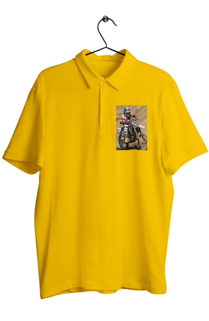 Men`s polo with prints MOTOR RACER. Athlete, moto, motor racer, motorbike, sport. 2070702