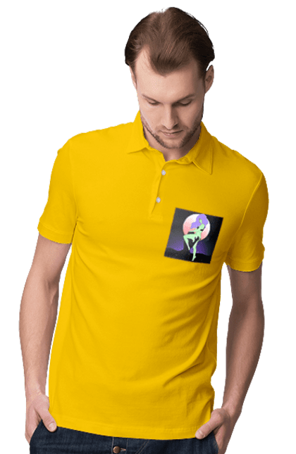 Поло чоловіче з принтом "Зелена Дівчина І Місяць". Інопланетянка, місяць. 2070702