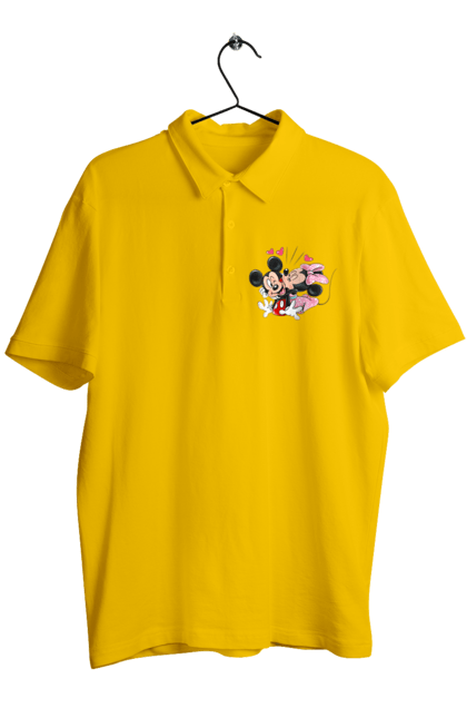 Men's polo with prints Mickey Mouse and Minnie Mouse. Cartoon, disney, mickey, mickey mouse, minnie mouse. 2070702