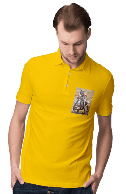 Men`s polo with prints MOTOR RACER. Athlete, moto, motor racer, motorbike, sport. 2070702