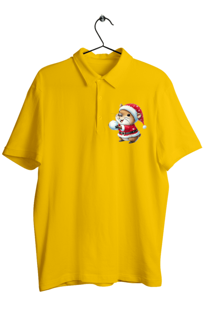 Men's polo with prints Capybara playing snowballs. Animal, capybara, christmas, christmas capybara, game, gift, holiday, new year, santa, snowballs. 2070702