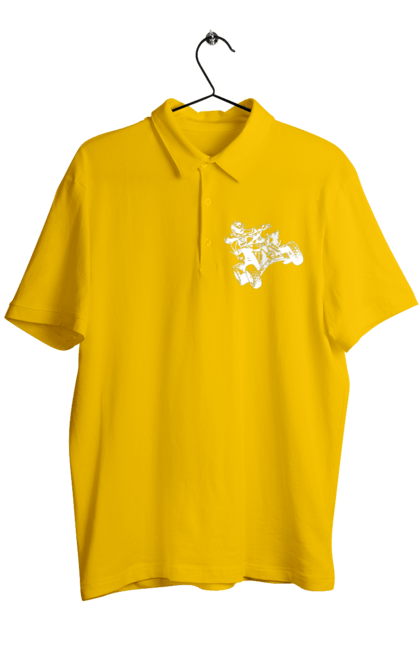 Men`s polo with prints Man On Atv White. Atv, extreme, race. 2070702