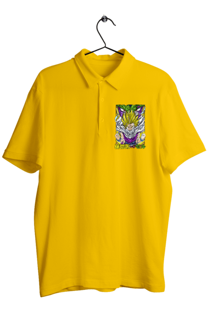 Men`s polo with prints Dragon Ball Gohan. Anime, dragon ball, gohan, goku, manga, tv series, vegeta. 2070702