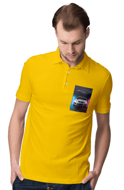 Men`s polo with prints BEHA. Beauty, beha, in the car, lanterns, ptn pnh. 2070702