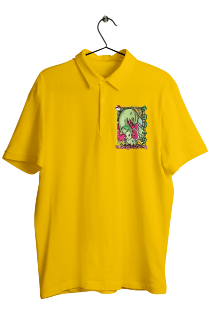 Men's polo with prints Pokemon Chikorita. Anime, chikorita, games, nintendo, pokemon, pokemon go. 2070702