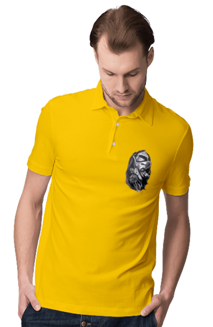 Поло чоловіче з принтом "Козак". Вуса, квітки, козак, пістолет, справжній українець, чуб. 2070702